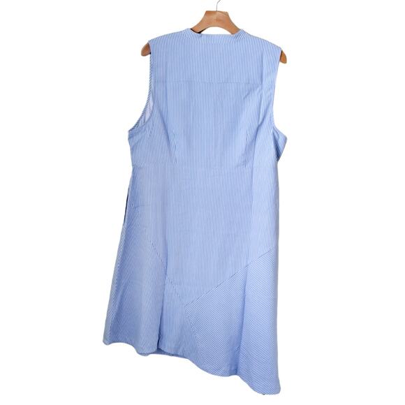 NWT Elizabeth & Clarke Sky Blue Stripe Asymmetrical Sleeveless Dress Size 18W - Picture 7 of 10